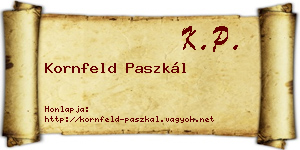 Kornfeld Paszkál névjegykártya